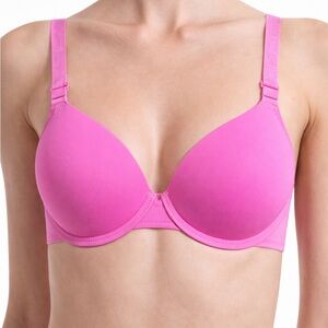 Juicy Couture Pink Smooth Molded Underwire T-Shirt Bra Logo Straps 34B